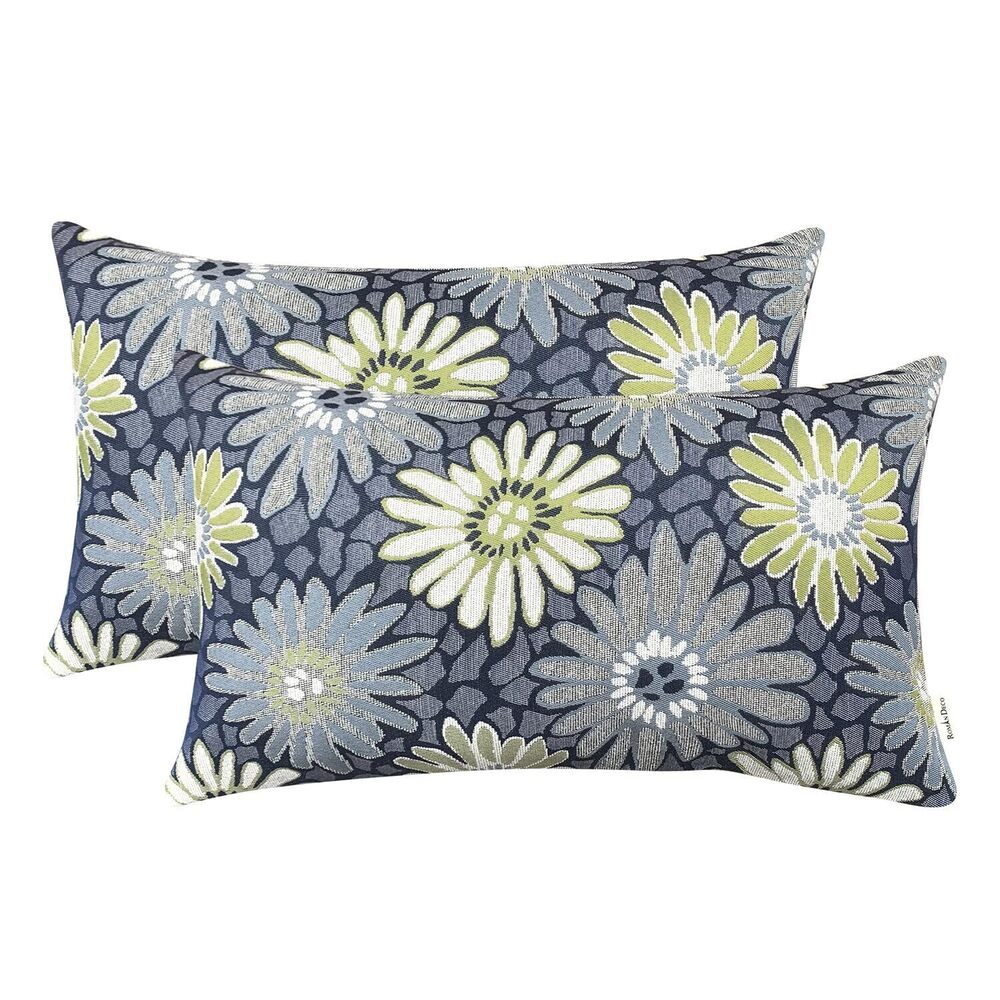 2659 Jacquard Floral Decorative Throw Pillow Covers for Couch Set of 2